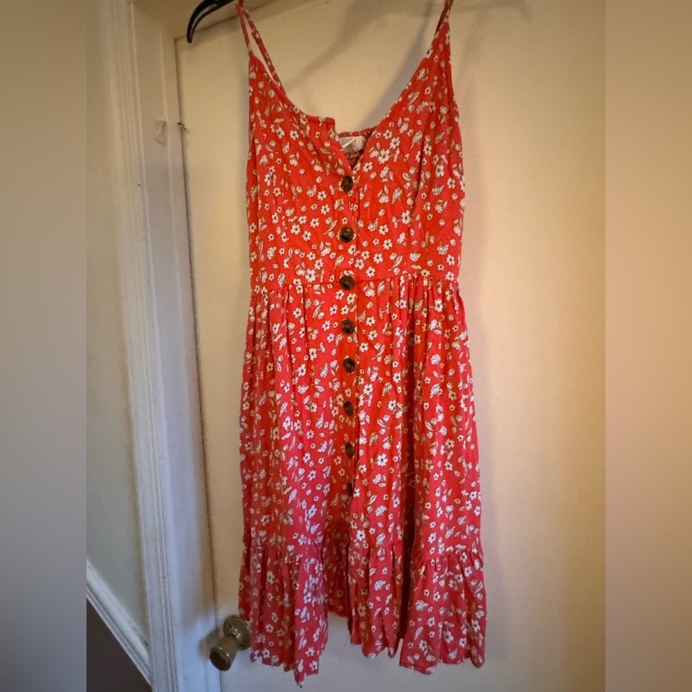 Floral Jessica Simpson Button-Down red & white Floral Sundress Size Medium